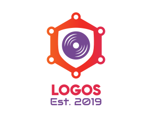 Disco - DJ Music Hexagon Disc logo design