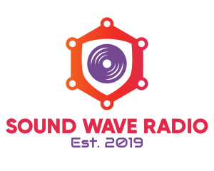 Radio Station - DJ Music Hexagon Disc logo design
