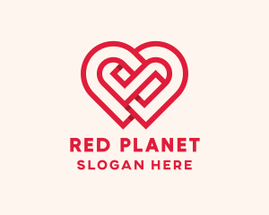 Red Romance Maze Heart logo design