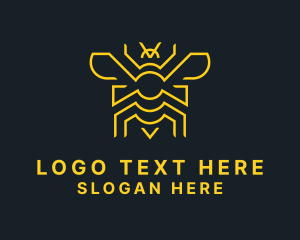 Wasp - Geometric Yellow Bee logo design