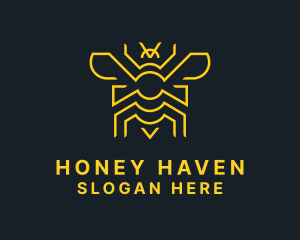 Geometric Yellow Bee logo design