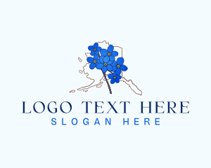 Eco - Alaska Alpine Forget Me Not Flower logo design