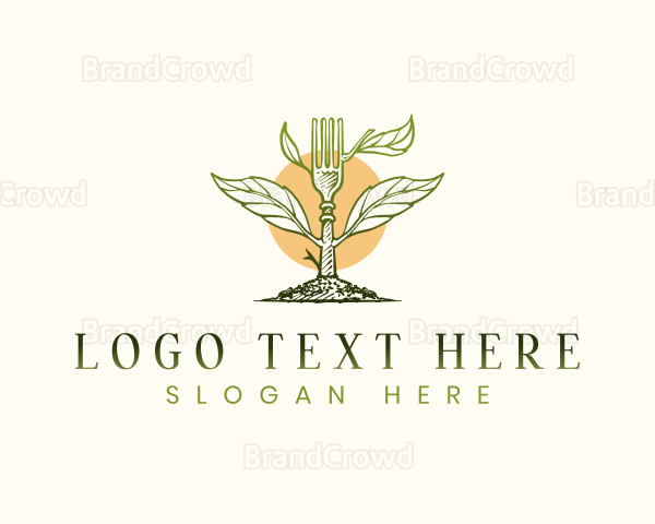 Organic Leaf Fork Plant Logo