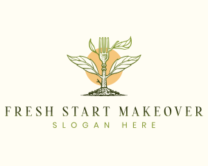 Organic Leaf Fork Plant logo design