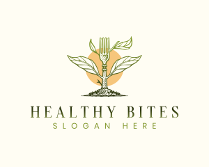 Organic Leaf Fork Plant logo design