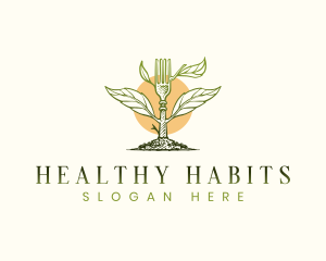 Organic Leaf Fork Plant logo design