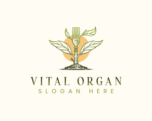 Organic Leaf Fork Plant logo design