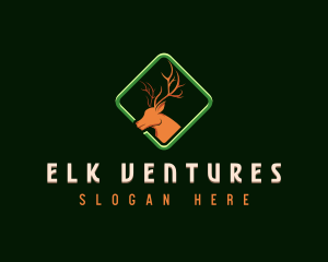 Elk - Deer Antler Wildlife logo design