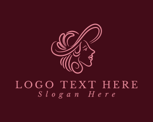 60s - Pink Elegant Lady Hat logo design