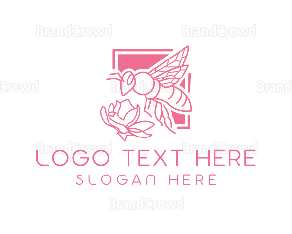 Pink Insect Bee Logo