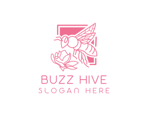 Pink Insect Bee  logo design