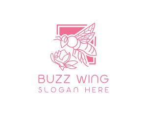 Pink Insect Bee  logo design