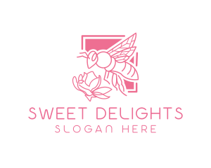 Pink Insect Bee  logo design