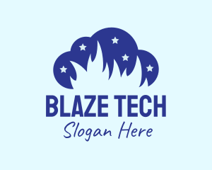 Blue Cloud Flame logo design