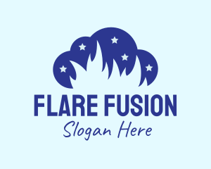 Flare - Blue Cloud Flame logo design