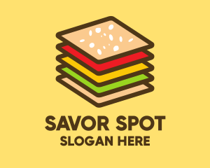 Lunch - Square Burger Sandwich logo design