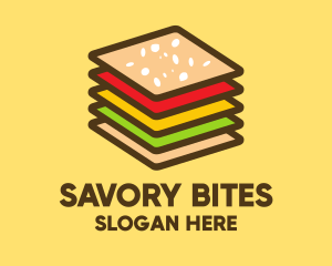 Meal - Square Burger Sandwich logo design