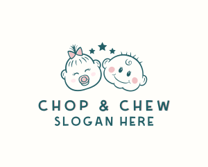 Childcare - Cute Baby Girl Boy logo design