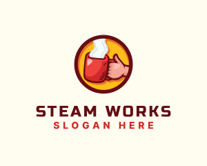 Steam - Coffee Cup Thumbs up logo design