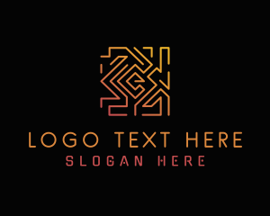 Labyrinth - Maze Code Letter E logo design