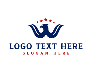 Stars And Stripes - American Eagle Letter W logo design