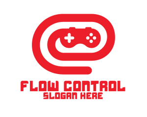 Red Game Controller Swirl logo design