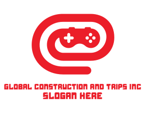 Gamer - Red Game Controller Swirl logo design