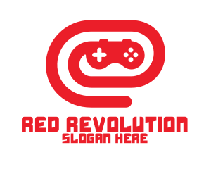 Red Game Controller Swirl logo design