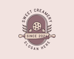 Cookies Baker Rolling Pin logo design