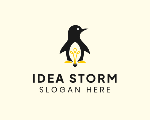 Penguin Light Bulb logo design