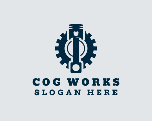 Blue Cog Piston  logo design