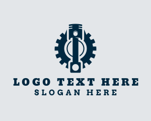 Worker - Blue Cog Piston logo design