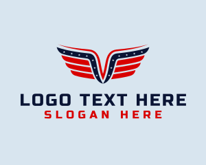 Letter V - Flag Wings America logo design