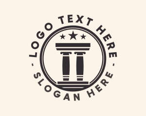 Column - Star Greek Column Badge logo design