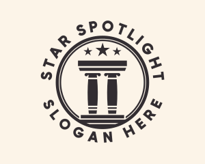 Star Greek Column Badge logo design