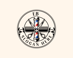 Scissors Comb Barber Pole Logo