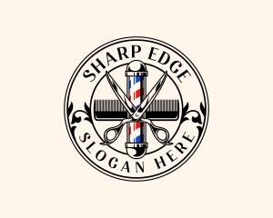 Scissors Comb Barber Pole logo design