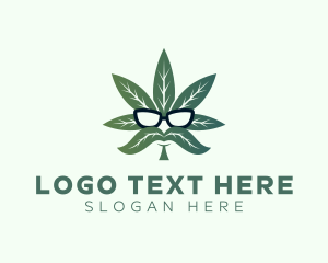 Mustache - Marijuana Sunglasses Leaf logo design