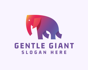 Gradient Elephant Animal logo design