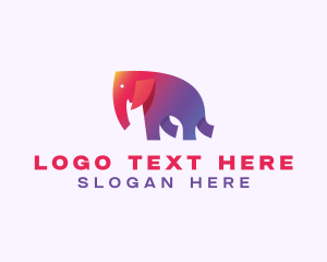 Gradient Elephant Animal logo design