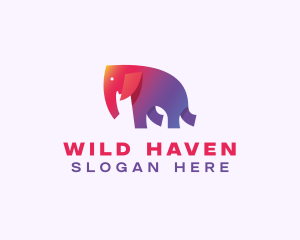 Gradient Elephant Animal logo design