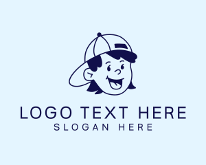 Laughing - Cool Cap Boy Head logo design