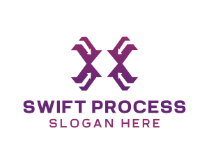 Processing - Modern Violet X logo design