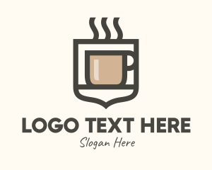 Caffeine - Hot Coffee Shield logo design