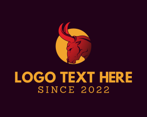 Western - Raging Bison Hunter logo design