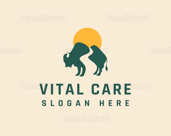 Buffalo Bison Sunset Logo