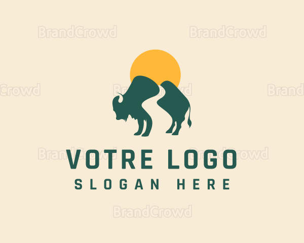 Buffalo Bison Sunset Logo