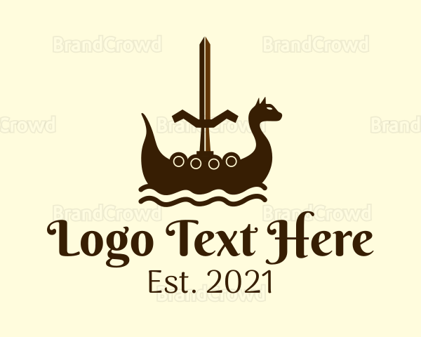 Viking Boat Sword Logo
