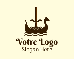 Viking Boat Sword Logo