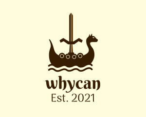 Mythology - Viking Boat Sword logo design